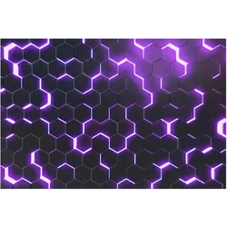 FOTOTAPETE Strukturierte Hexagone mit Neonlicht in Lila 288/190 cm
