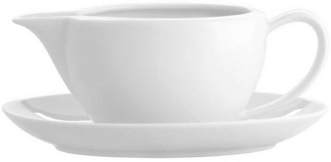 Vista Alegre Salsera con plato Broadway White . Blanco