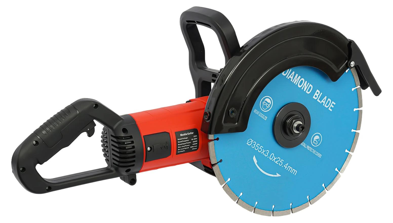 Wandschlitzfräse - Elektrische Mauernutfräse - Einklingen-Ausführung - Hohe Leistung - Bürstenmotor - Handgeführt - Wasser- und Staubabsaugung - Für Beton, Marmor und Ziegel