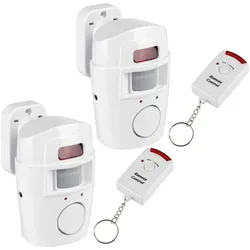 2er-Set Bewegungsmelder mit Alarmfunktion und zwei Fernbedienungen, 105db, Kabelloser Einbruchschutz mit lautem Alarm