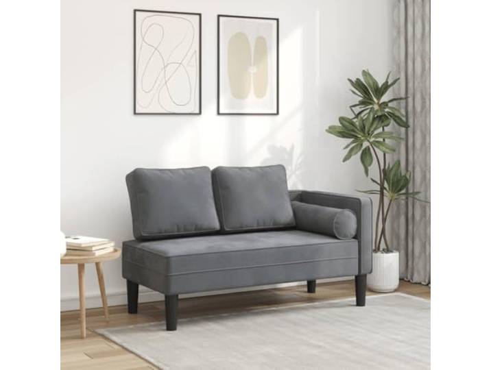 ZXQVLMRS Chaiselongue Samt Liege Polsterbank Dunkelgrau Wohnzimmer Inklusive Lendenkissen, Formstabiler Schaumstoff, Ergonomische Form