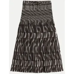 Bedruckter Plisseerock Ribane Bamboo Schwarz 36