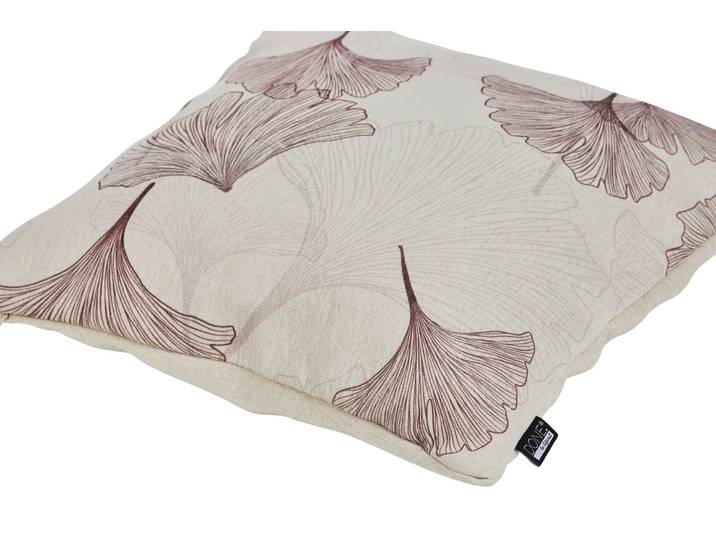 Dekokissen DONE. GINKGO , beige (beige, braun, bedruckt), B:45cm L:45cm, Baumwolle, Leinen, Dekokissen_Sitzkissen_Kissenhüllen, Dekokissen, Bedruckt