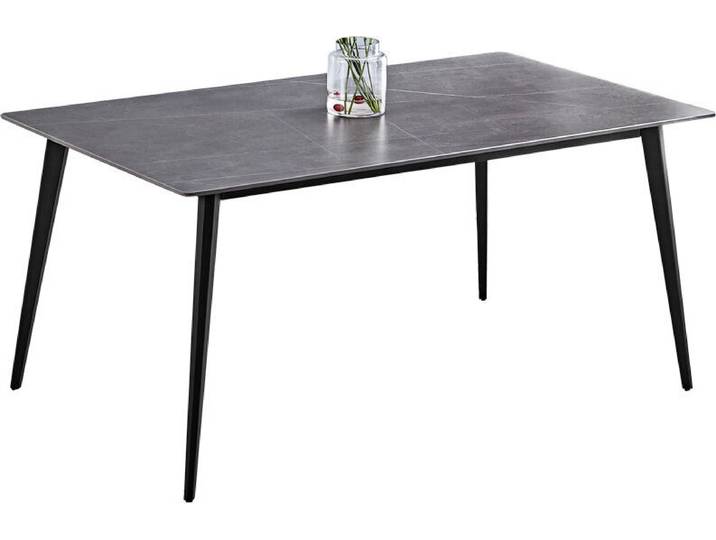 Esstisch CLEVELAND Tischplatte Keramik grau matt 160 x 90 cm
