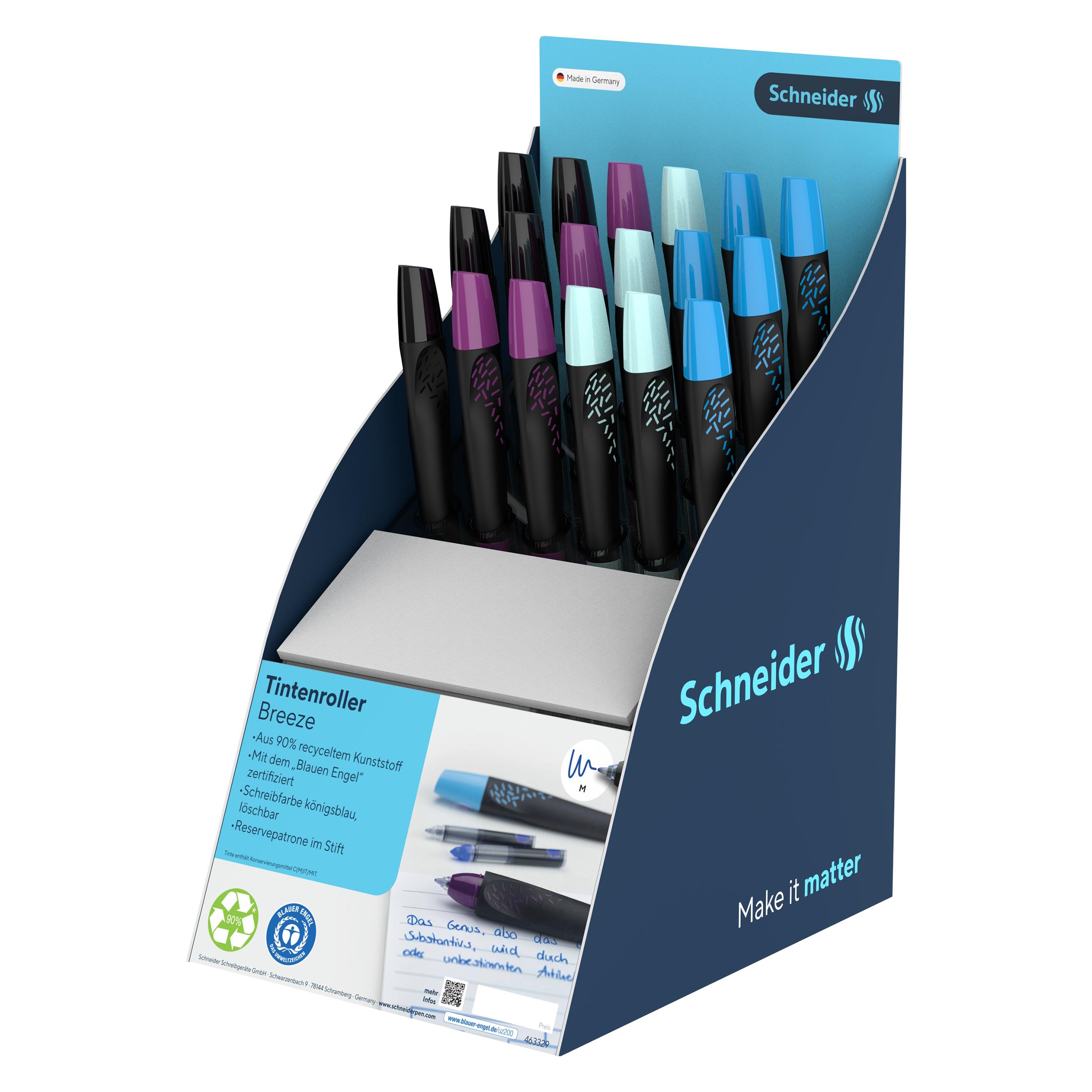 Schneider Display Tintenroller Breeze Blauer Engel (18x) (307261)