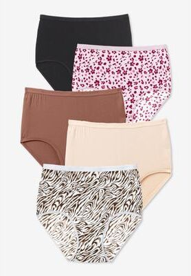 Plus Size Women's 5-Pack Tag-free Full Coverage Cotton Brief by Comfort Choice in Animal Pack (Size 13) Underwear