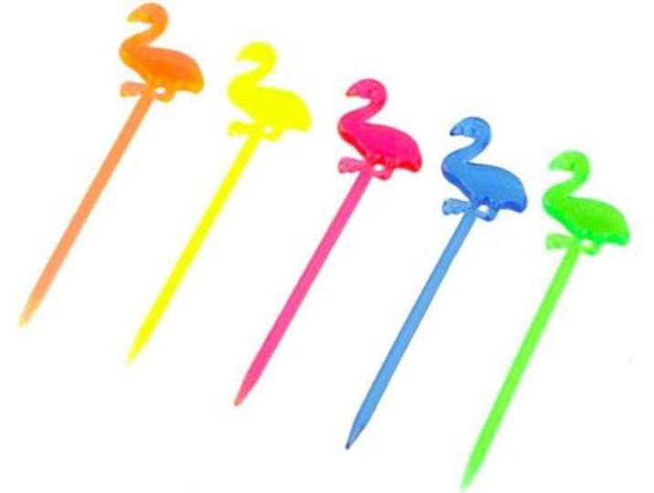 CHPN - Cocktailprikkers - Feestprikkers - Flamingoprikkers - Feestdecoratie - 50st Flamingo Cocktailprikkers - Veelkleurig - Zomer - Feestartikelen - Flamingoprikkers