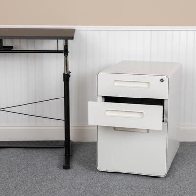 Lancaster Home Ergonomic 3-Drawer Mobile Locking Filing Cabinet Storage Organizer