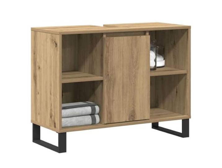 KTHLBRH Badmöbel Eiche Handwerk 80 x 33 x 60 cm Engineered Holz, Wandmontage, 2 Einlegeböden, leise Türen, einfache Reinigung