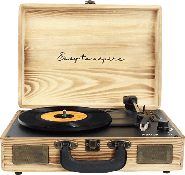 Tocadiscos - Prixton VC400, Reproductor Vinilo, Bluetooth, USB, Altavoces Incorporados, Tipo Maleta, Madera