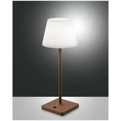 Fabas Luce Adam Akku Tischleuchte LED 1x25W Metall und Polyethylen Rostbraun