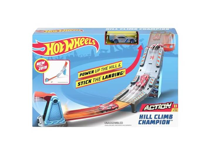 Hot Wheels GBF83 - Heuvelklimmerkampioen racebaan met 3 uitdagingen voor kinderen vanaf 4 jaar, meerkleurig