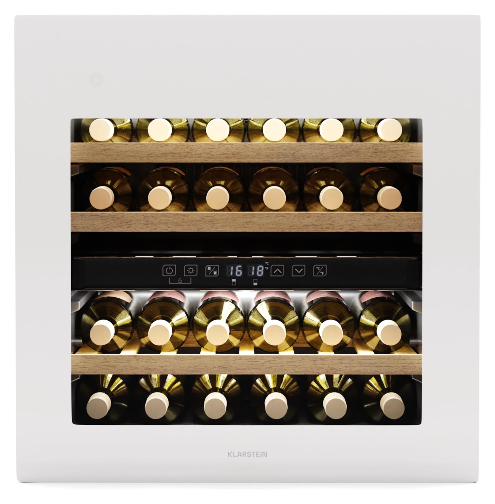 Klarstein Rhone 36 Duo Weinkühlschrank - 36 Flaschen, 2 Zonen, 5-22°C, LED-Steuerung, UV-Schutz, Leiser Betrieb, Schwarz, Weinklimaschrank