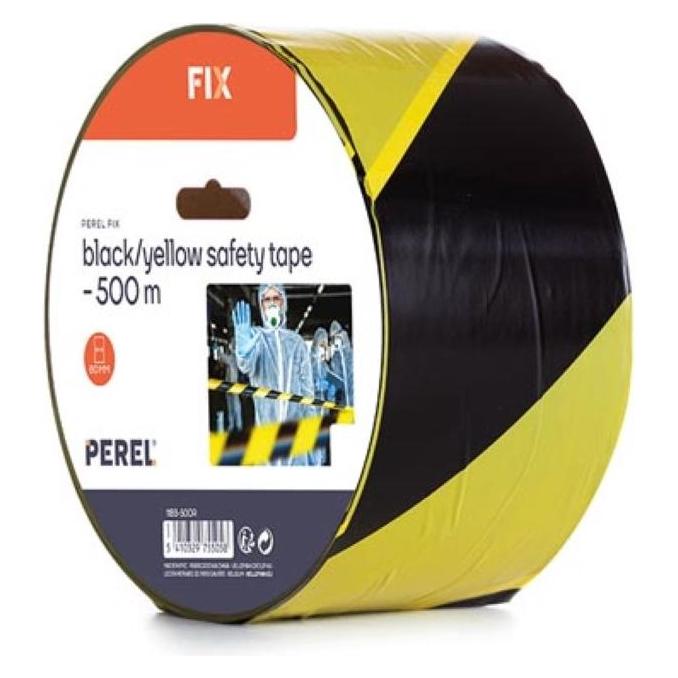 Perel Schwarz/gelbes Sicherheitsband - 500 m - Rolle (1188-500R)
