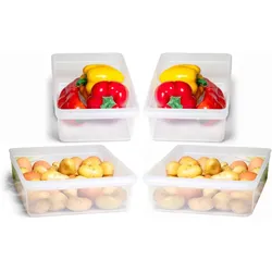 Novaliv Kühlschrank 4er Set Organizer Kühlschrank Mittel + Groß BPA-frei Küchenordnung küchenorganizer Kühlschrankorganizer Lebensmittelecht FFlaschen Organizer Ablagefach Kühlschrankfach