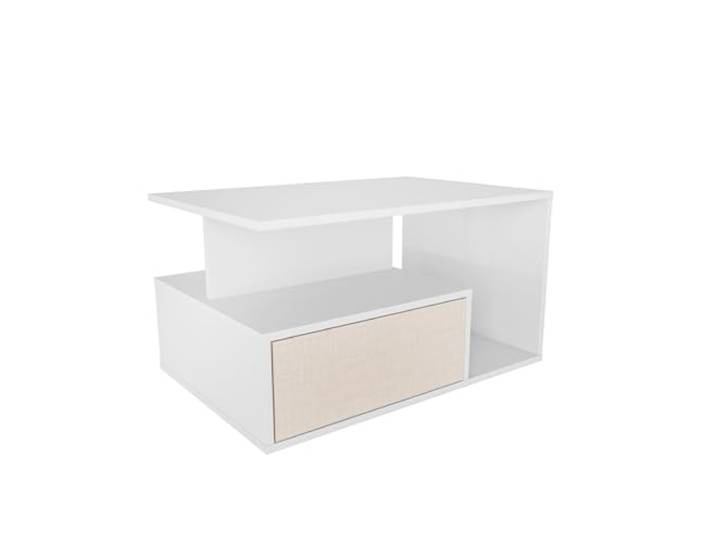 Hanah Home Moderner Couchtisch, Beige & Weiß, 90 x 60 x 48,6 cm 100% melaminbeschichtete Spanplatte, 18 mm stark Stilvolles und funktionales Design für jeden Wohnraum