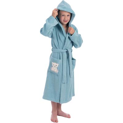 Kinderbademantel WEWO FASHION "8030" Gr. 110, blau (gletscher), L:74cm, Frottier, Hausmäntel, Eisbär