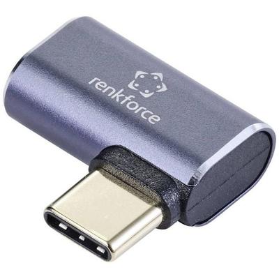 Renkforce USB4® Adapter [1x USB4® Stecker - 1x USB-C® Buchse] 40 GBit/s 90° nach links gewinkelt, Aluminium-Stecker