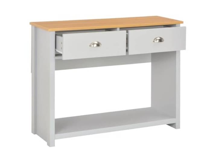 MNCVXAXG Konsolentisch, grau, 97 x 35 x 76 cm, aus mehrschichtigem Holz und 2 Schubladen, Ablage, stabile Beine, Holzfarbe und Innenmöbel, stabile Tischplatte