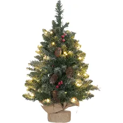 KÜNSTLICHER Weihnachtsbaum 0,6 m Christbaum 86 Astspitzen mit 50 warmweißen LED
