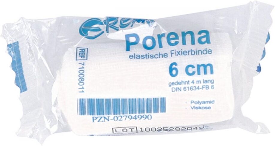 Porena elastische Mullbinde 6 cm weiss mit Cello 1stk
