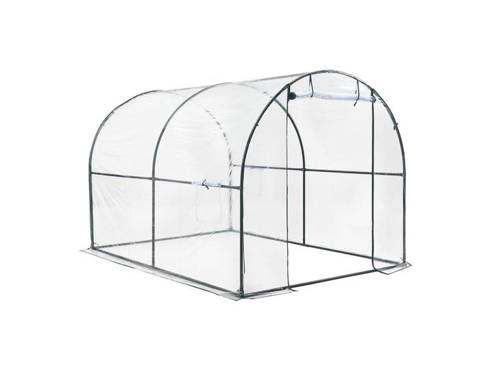 [en.casa] Gewächshaus Grünwald, Transparent, Kunststoff, Formgebogen, 200x190x300 cm, Gartenzubehör, Gewächshäuser