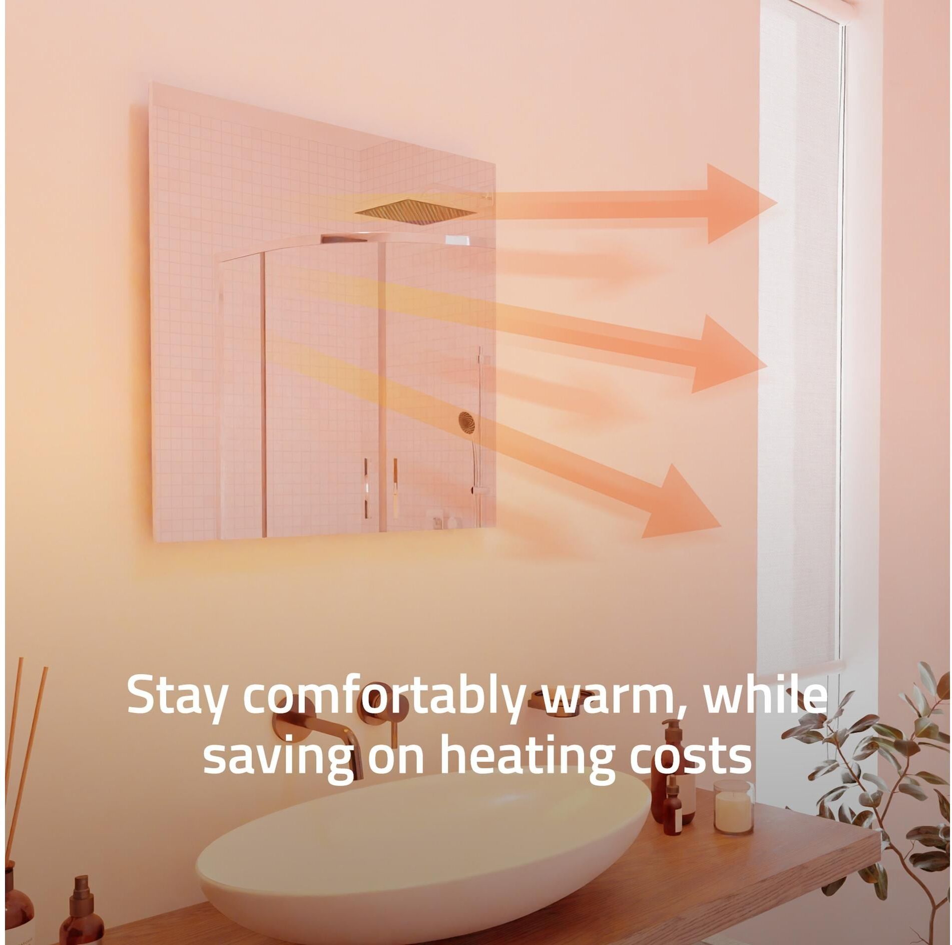 HOMBLI Infrarotheizung "smartes Infrarot Glas Heizpanel 400W Spiegel", weiß, B/H/T: 60cm x 60cm x 48cm, Heizkörper, Infrarotheizung weiß B/H/T: 60cm x 60cm x 48cm