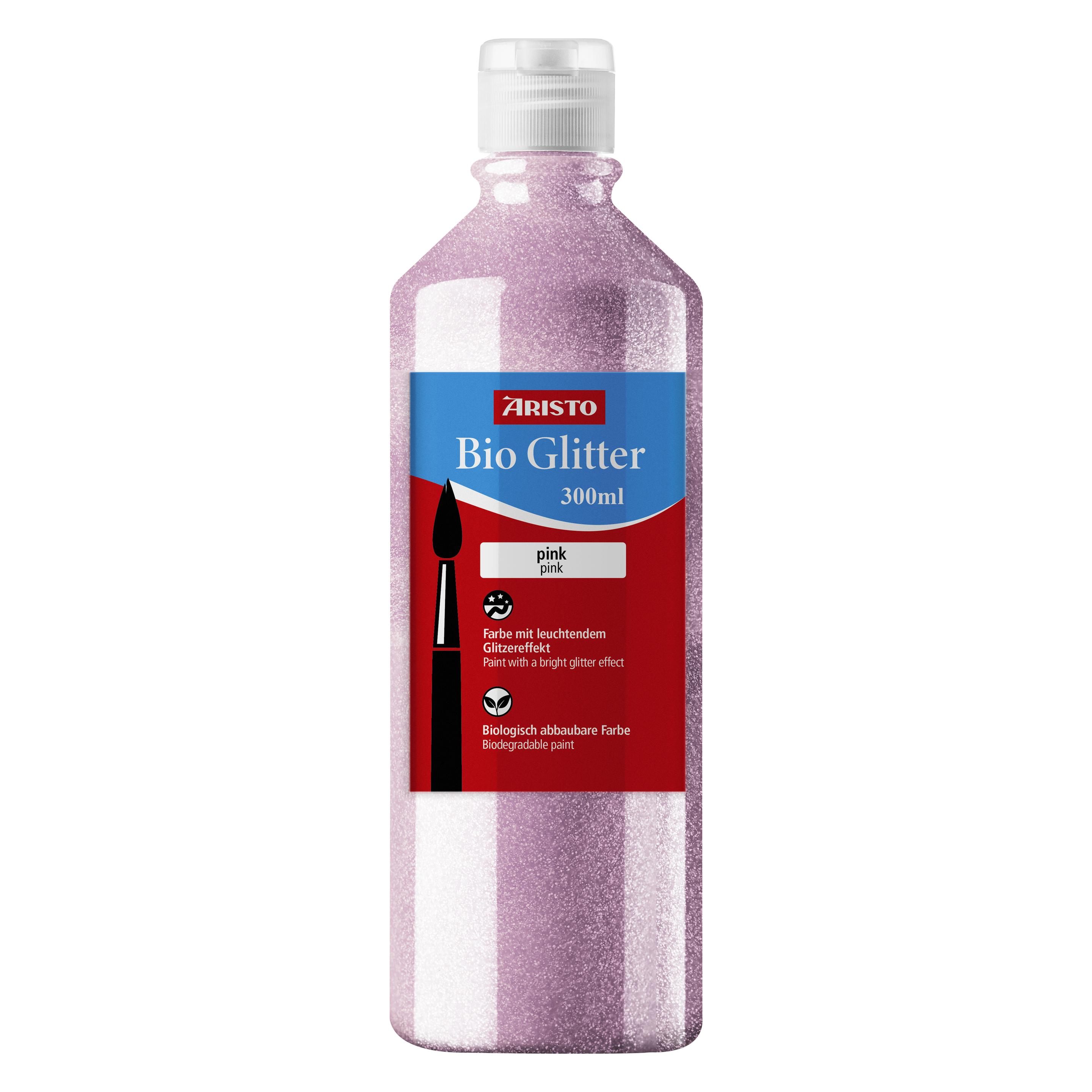 Aristo Bioglitter Paint, Flüssigmalfarbe mit Glitzereffekt, 300 ml Flasche, pink (300 ml) (AR32320)