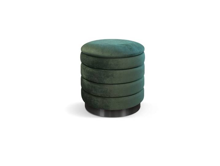 Pouf en tissu effet velours vert