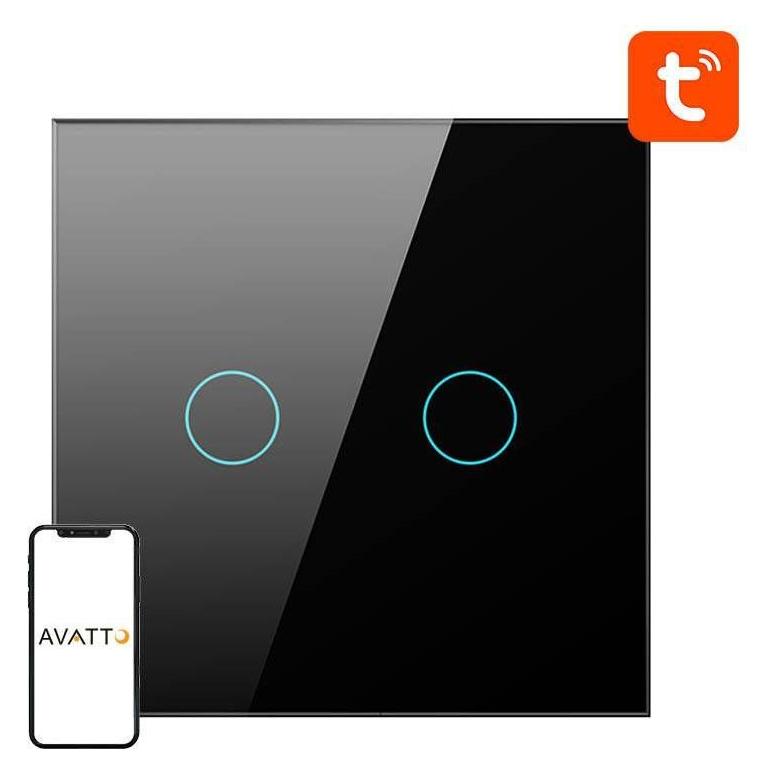 Avatto Smart Light Switch ZigBee ZTS02-EU-B2 2 Way TUYA (black) (ZTS02-EU-B2)
