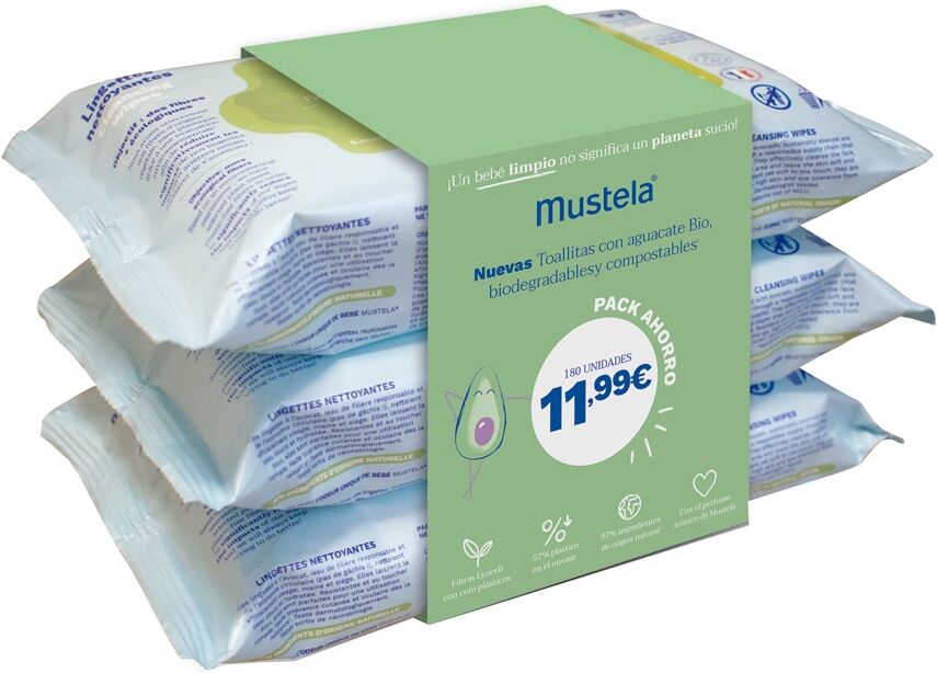 Mustela Trío Toallitas Limpiadoras .  niño