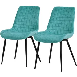 ML-Design – Esszimmerstühle 2er Set Petrol | Samt Sitzfläche, Rückenlehne, schwarze Metallbeine, gepolsterte Esszimmerstühle