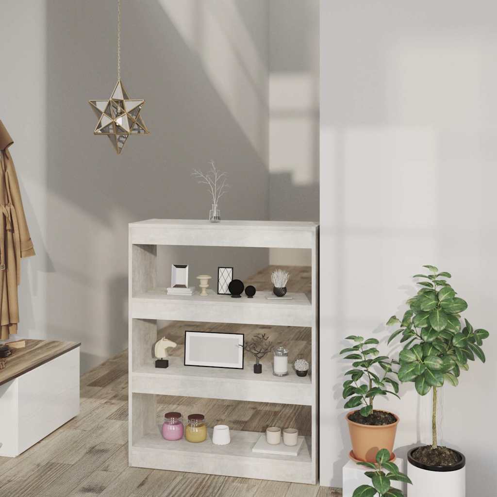 vidaXL Estantería madera contrachapada gris hormigón 80x30x103 cm Gris