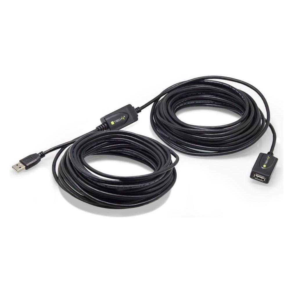 Techly USB2.0 Aktives Verlängerungskabel, 20 m Dieses aktive USB-Kabel verlängert und verstärkt das Signal (20 m, USB 2.0) (IUSB-REP220TY3)