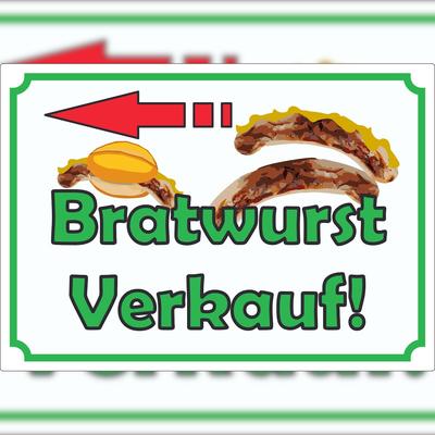HB-Druck Bratwurst Werbeaufkleber Aufkleber mit Pfeil nach links A7 (74x105mm)