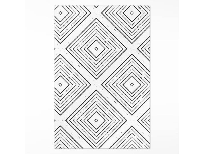 Wallfluent Teppich 80x120 cm Regelmäßige Quadrate Boho Muster, Weiß, Kunststoff, 120x80 cm, Teppiche und Böden, Teppiche