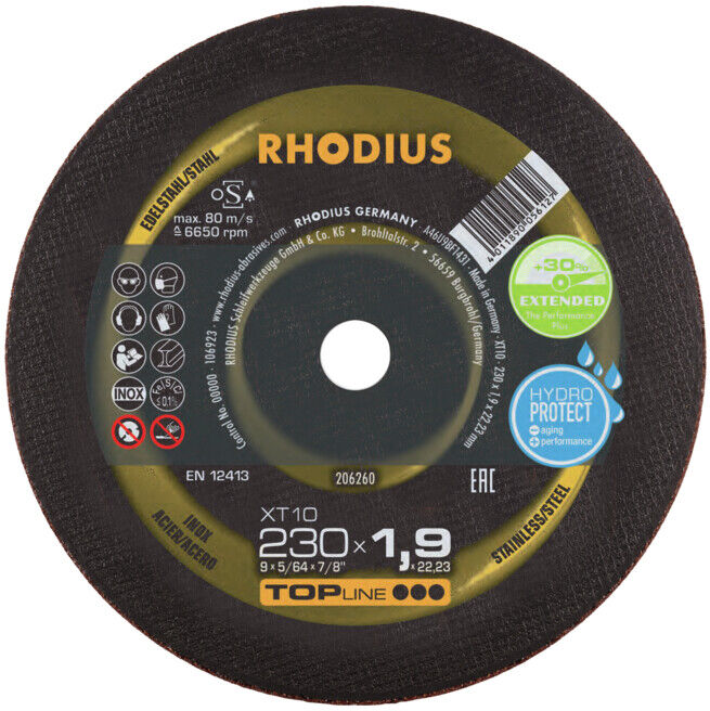 Disque de tronçonnage extra-fin Rhodius XT10 (206260)