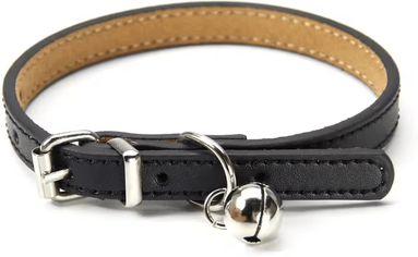 Inspire Curations Premium Genuine Leather Cat Collar With Bell black s