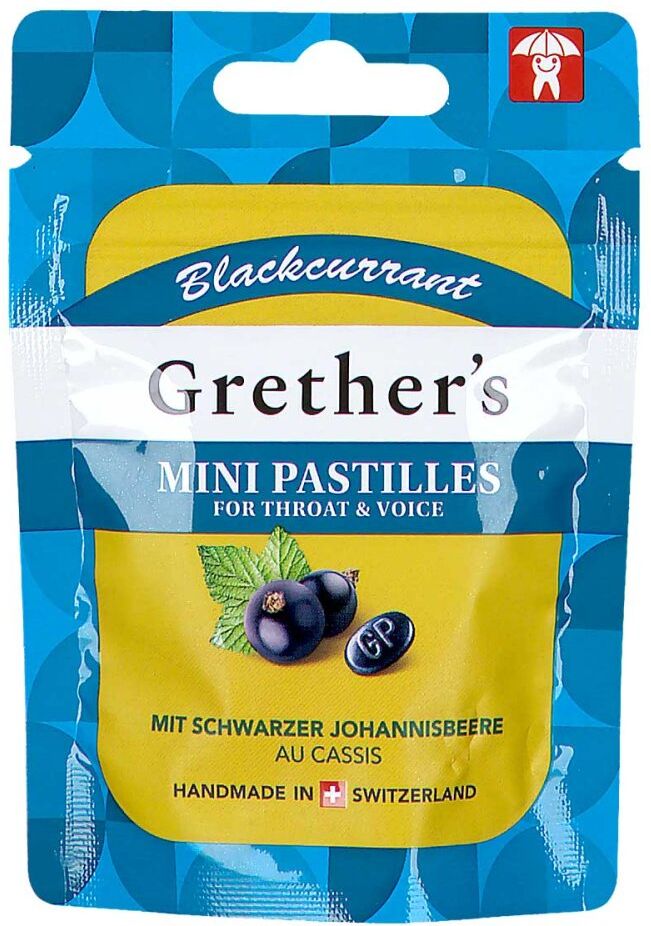 Grethers Blackcurrant Zuckerfrei Pastillen mini Beutel
