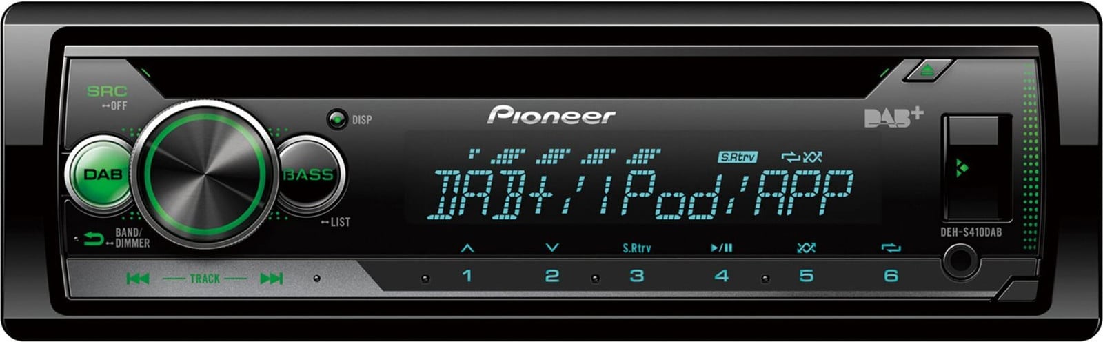 Pioneer DEH-S410DAB Autoradio, Zwart, 1 DIN, 50 W, AAC, MP3, WMA, WMV, LCD-scherm