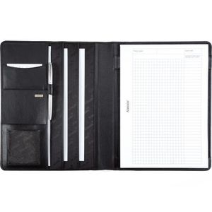 Alassio Schreibmappe 43006, Cremona, schwarz, Echt Leder, inklusive Schreibblock, A4