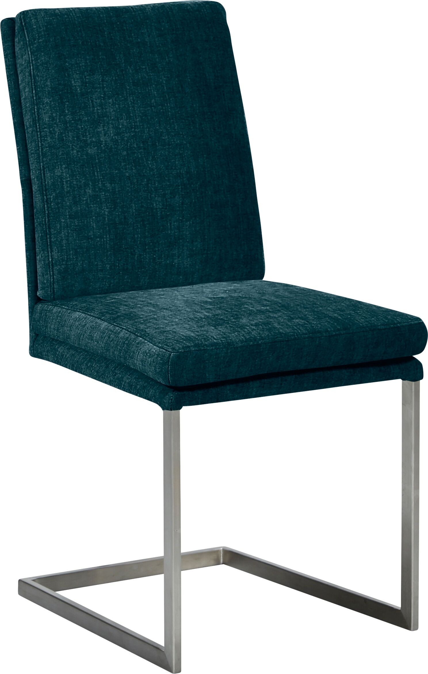 Esszimmerstuhl K+W KOMFORT & WOHNEN "Freischwinger, Lederstuhl", blau (turquoise 25, edelstahloptik), B:47cm H:96cm T:64cm, Stühle, Esszimmerstuhl, stabiles Hochkantrohr, Untergestell in Edelstahloptik oder schwarz turquoise 25, edelstahloptik B/H/T: 47cm