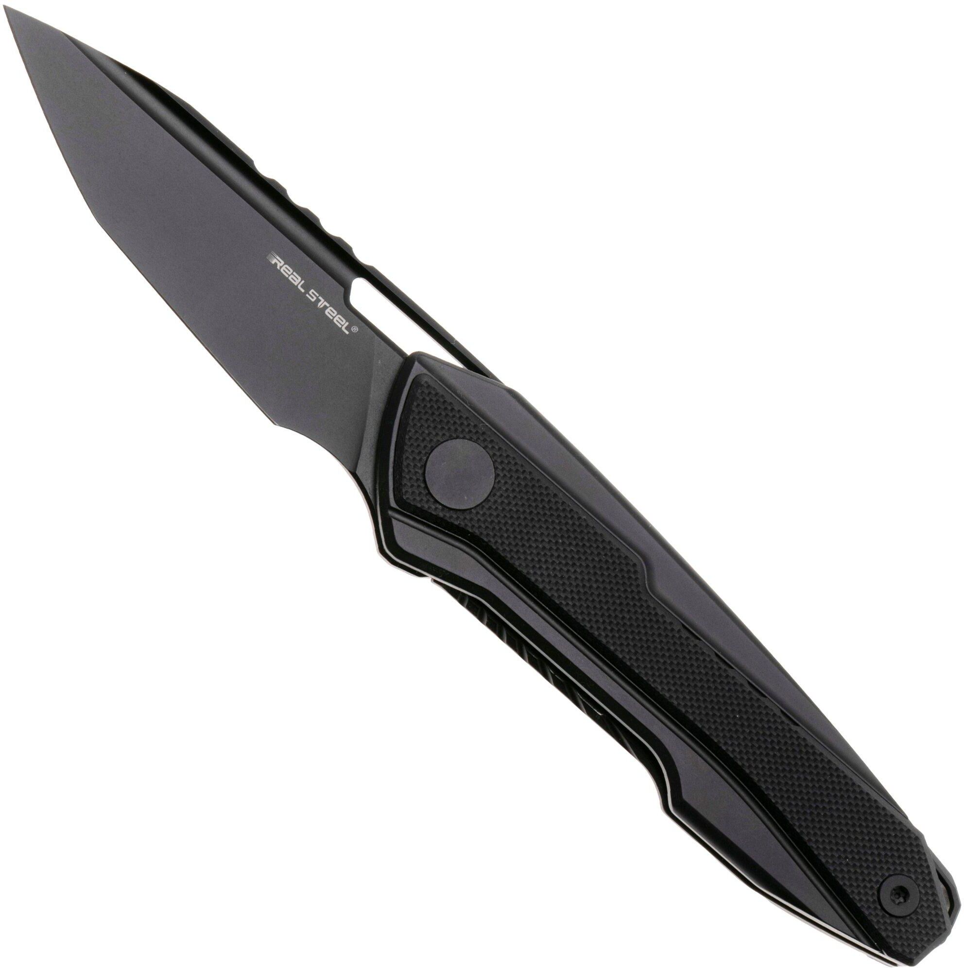 Real Steel Knives Real Steel Bullet 5221B Bullet PVD S35VN, Black Titanium Black G10 Inlay, coltello da tasca