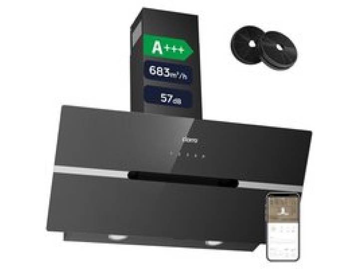 CIARRA Hotte Aspirante 90cm A+++ 683 m3/h Booster 4 Vitesses Touche Tactile Hotte Cuisine Noir