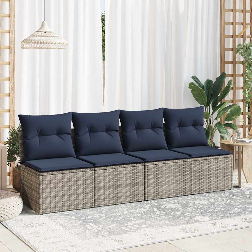 vidaXL Set sofás jardín y cojines 2 pzas ratán sintético acacia gris Gris