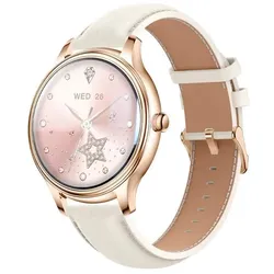 Colmi Smart Watch L28 (Gold + Gold leather strap) (41.50 mm, ohne SIM), Smartwatch
