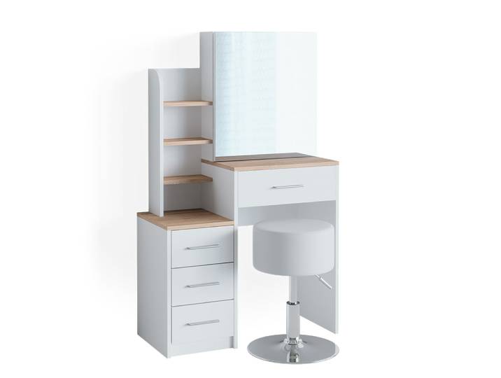 Coiffeuse avec miroir et tabouret blanc/sonoma 80x131.6cm