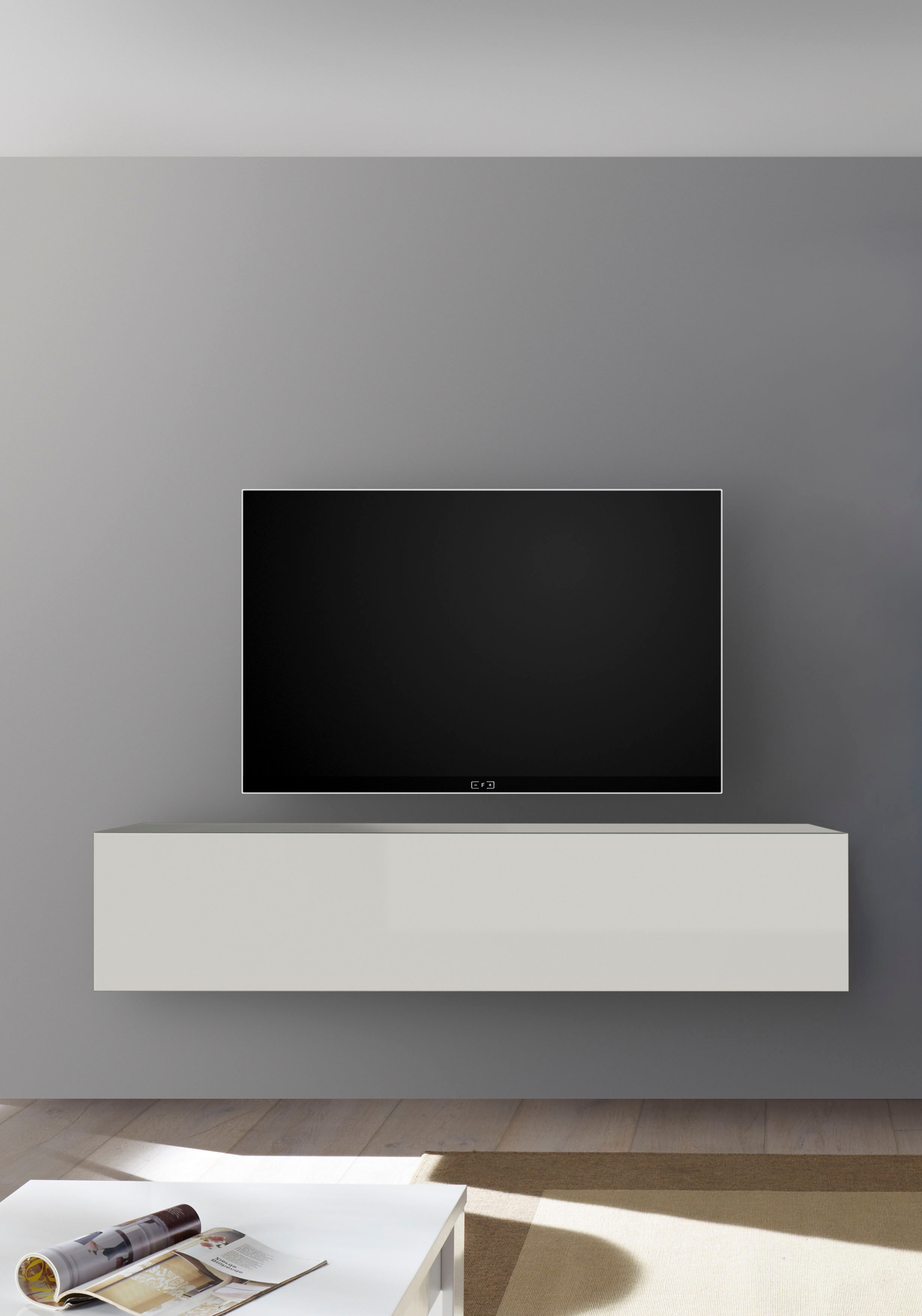 TV-Schrank HOME AFFAIRE "Infinity", grau (kreidegrau gesso), B:138cm H:29cm T:30cm, Schränke, TV-Schrank, Breite 138 cm