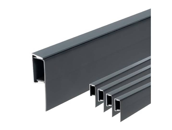 PROTEKTOR 5x Noppenbahn Abschlussprofil mit Kabelkanal 2,5m Aluminium PVC Anthrazit – Sockelprofil für Außenputz