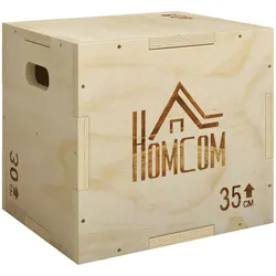 HOMCOM 3-in-1 Plyo Box Holz Plyometrische Sprungbox mit 3 Sprunghöhen Griffen